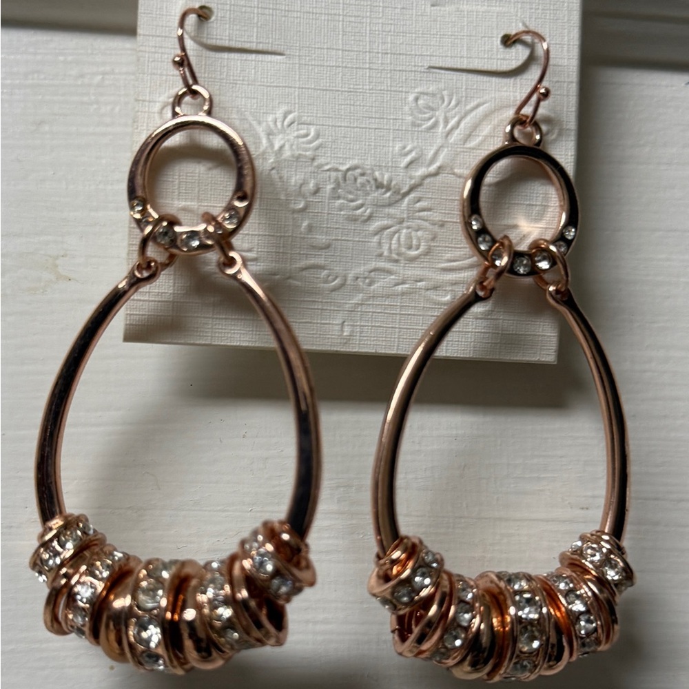 Jessica Simpson Gold and Silver Teardrop Earrings with Sparkling Beads